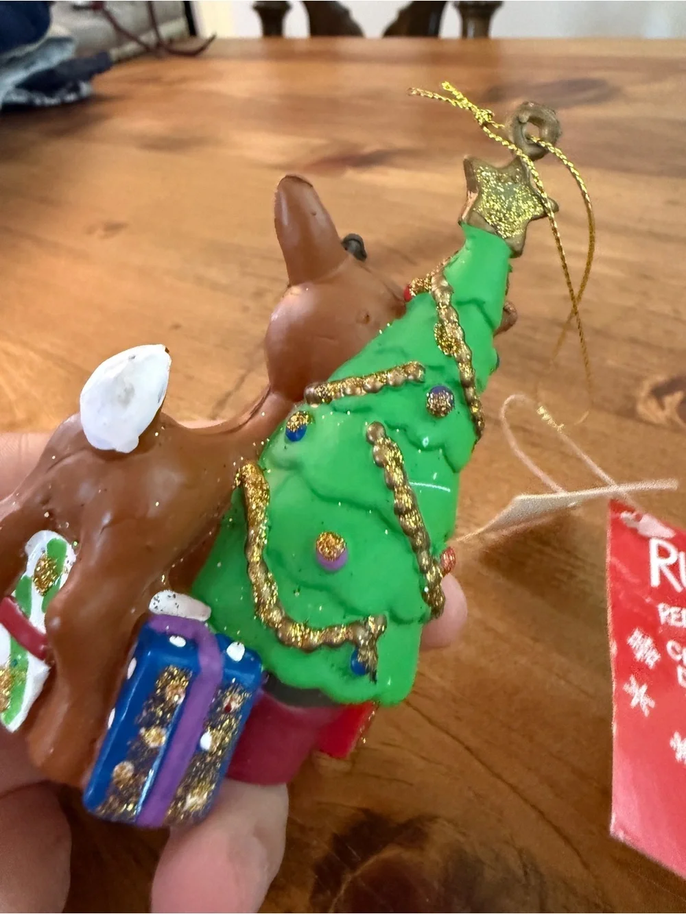 Rudolph Reindeer Christmas Tree Ornament - Brown & Green